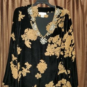 Vintage Style Beaded Velvet/Silk Blouse